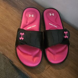 Under Armour Pink & Black Slide Sandals